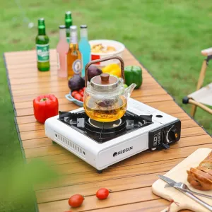 REDSUN C3 White Outdoor Camping Stove, Portable Hearer, With a Back Stand, Can be used as both a Camping Stove and a Heater, Infrared Burner, No open flame, With strong windproof