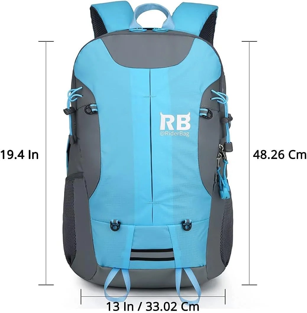 Reflective Motorcycle Backpack 35L, Lightweight Water-Resistant Daypack with Laptop Pocket for Commuting, Biking, and Daily Use – Light blue