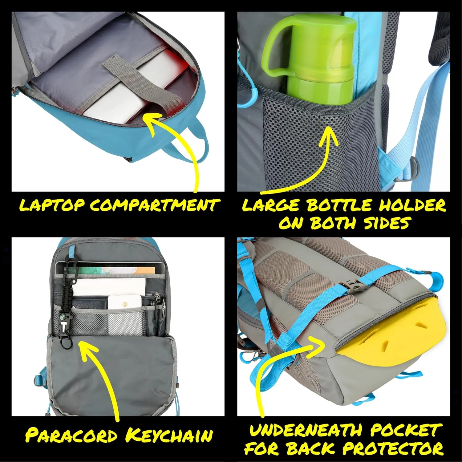 Reflective Motorcycle Backpack 35L, Lightweight Water-Resistant Daypack with Laptop Pocket for Commuting, Biking, and Daily Use – Light blue