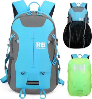 Reflective Motorcycle Backpack 35L, Lightweight Water-Resistant Daypack with Laptop Pocket for Commuting, Biking, and Daily Use – Light blue