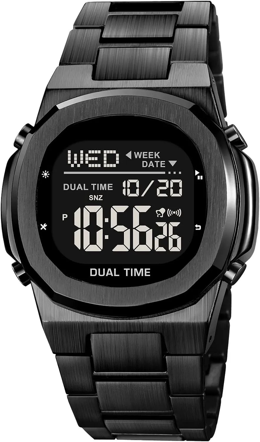 Reginald Men's Multifunctional Electronic Watch Outdoor Sports Watch LED Large Digital Display Timing Stainless Steel Watch