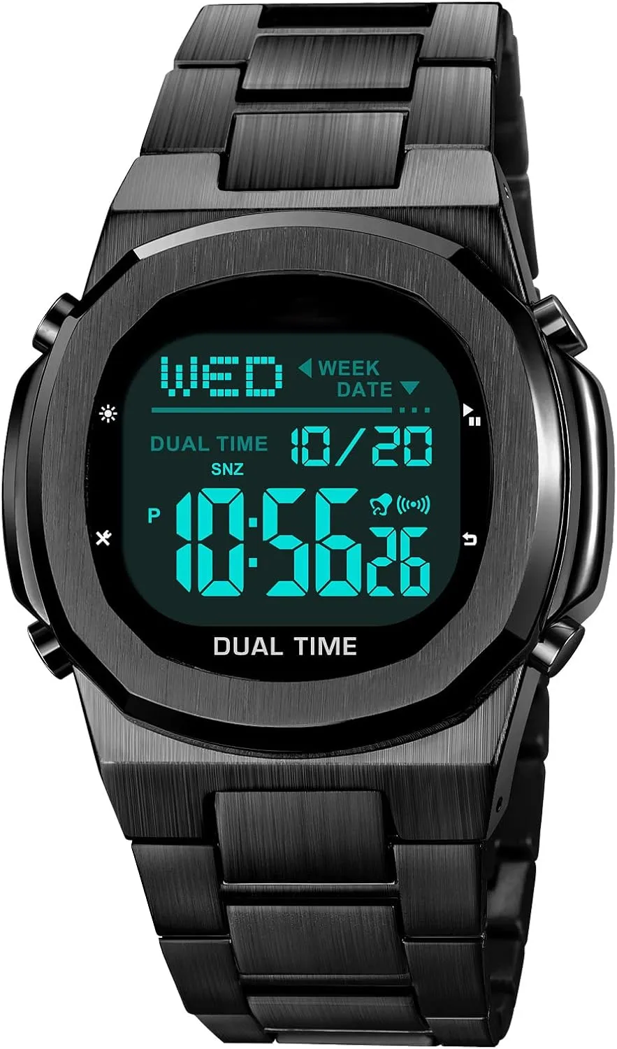 Reginald Men's Multifunctional Electronic Watch Outdoor Sports Watch LED Large Digital Display Timing Stainless Steel Watch
