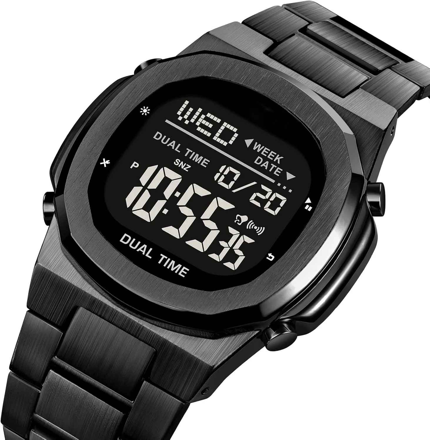 Reginald Men's Multifunctional Electronic Watch Outdoor Sports Watch LED Large Digital Display Timing Stainless Steel Watch