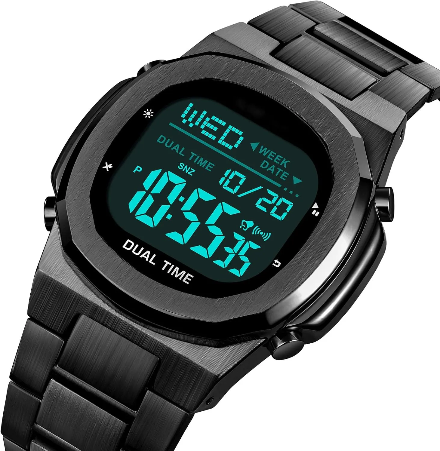 Reginald Men's Multifunctional Electronic Watch Outdoor Sports Watch LED Large Digital Display Timing Stainless Steel Watch