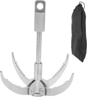 Resilient Stainless Steel Grappling Hook with 4 Folding Claws, Multifunctional Outdoor Tool for Rock Climbing, Camping, Hiking & Survival