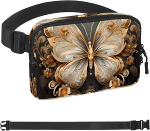 Retro Art Flower Butterfly-1583 Belt Bag for Men and Women Fanny Pack,Belt Bag with Adjustable Strap,Fashion Crossbody Everywhere Belt Bag for Travel Outdoors Running Hiking