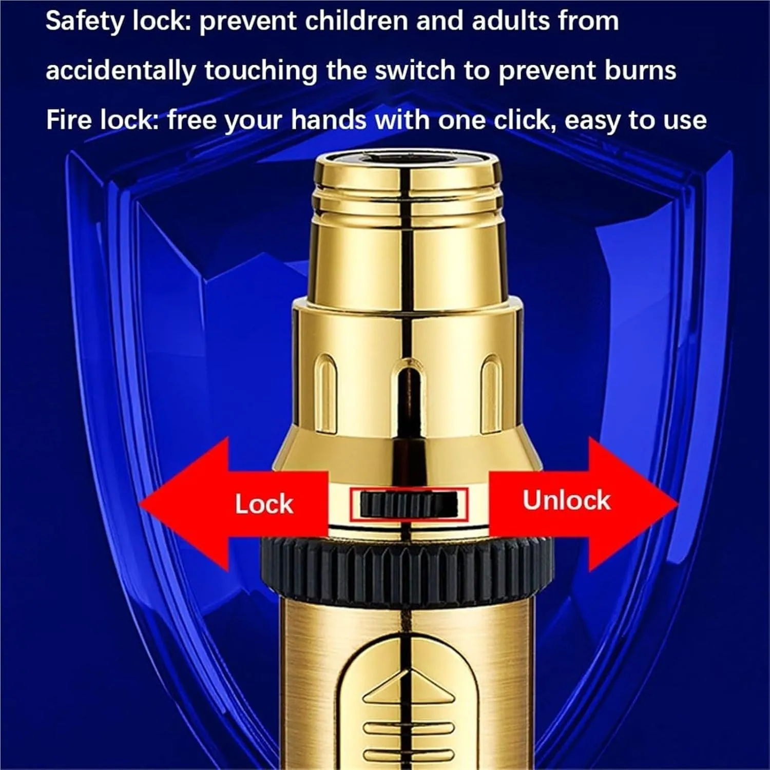 Retro Metal Straight Flame lighters, 360 Degree Inverted Ignition, 1300 Degree high Temperature Flame Windproof, Recyclable Gas Multifunctional Torch Lighter, (excluding Fuel)(Gold)