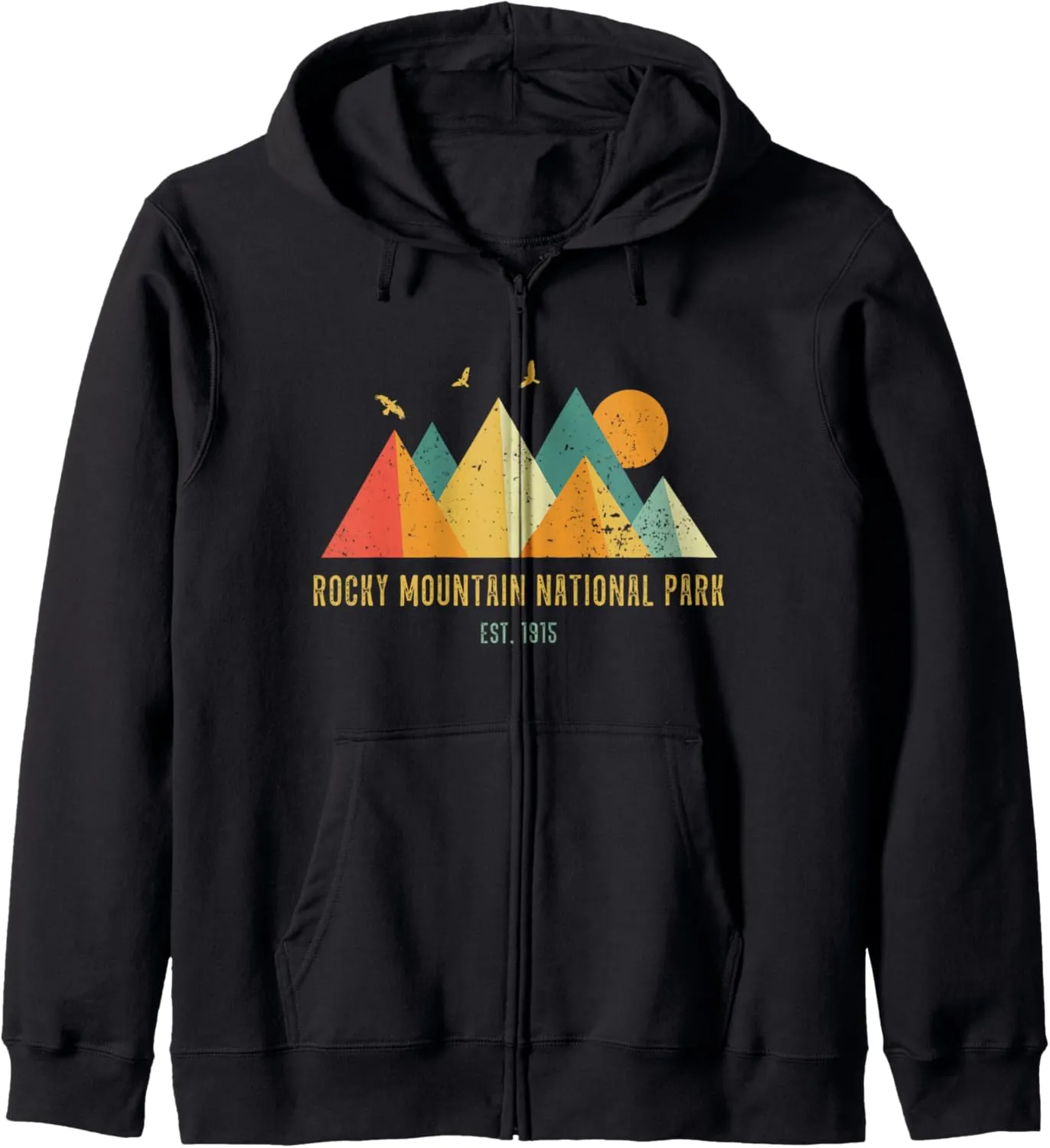 Retro Vintage Vibe Grunge Style Rocky Mountain National Park Zip Hoodie
