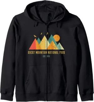 Retro Vintage Vibe Grunge Style Rocky Mountain National Park Zip Hoodie
