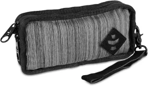 Revelry Gordito Small Padded Pouch| Multipurpose Lockable Travel Bag with Activated Charcol Lining| Waterproof & Lockable Bag| 6.5" x 4" x 2" (Striped Dark Grey)