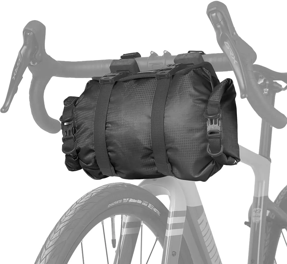 Rhinowalk Bike Handlebar Bag Bicycle Front Tube Bag Lightweight Waterproof Roll Bag 12L with Shoulder Strap for Mountain Road Bike Cycling Accessories(Black)
