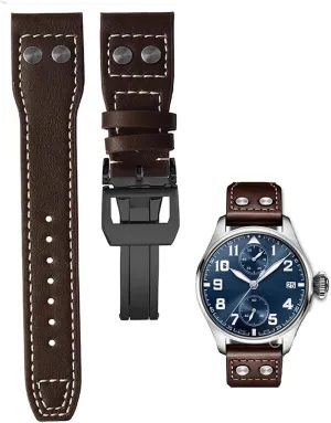 Rivet Leather Watch Strap For IWC Pilots Iw500916 Sweat Proof Watch Strap Accessories 21 22mm