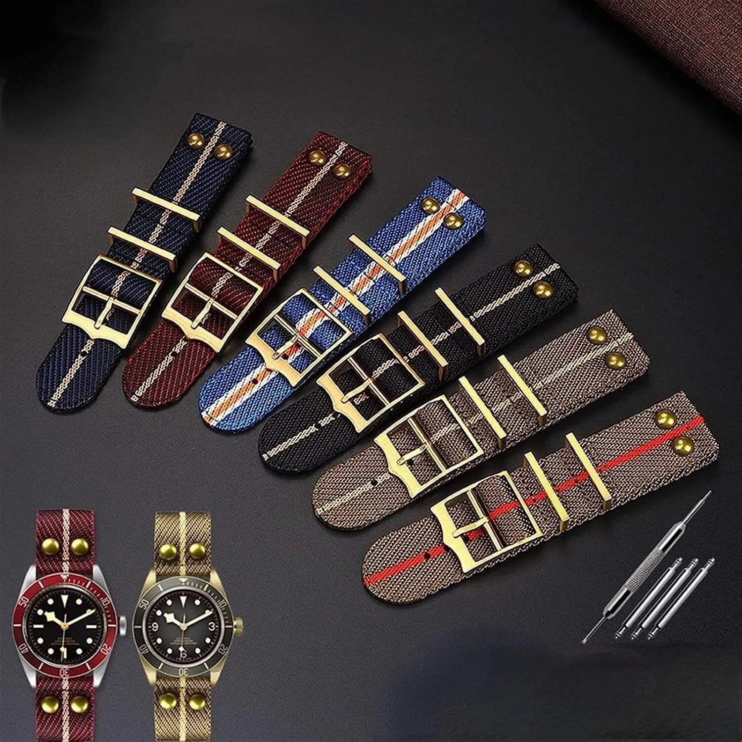 Rivet Nylon Strap For Iwc Fabric WatchBand 22mm Canvas Wrist Strap