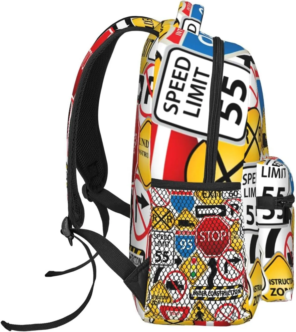 Road And Traffic Signs Highway Stop Backpack Laptop Backpack Sports Travel Shoulder bag Light casual backpack