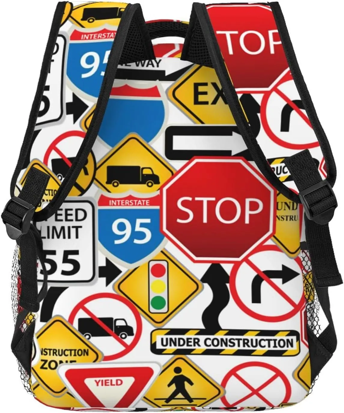Road And Traffic Signs Highway Stop Backpack Laptop Backpack Sports Travel Shoulder bag Light casual backpack