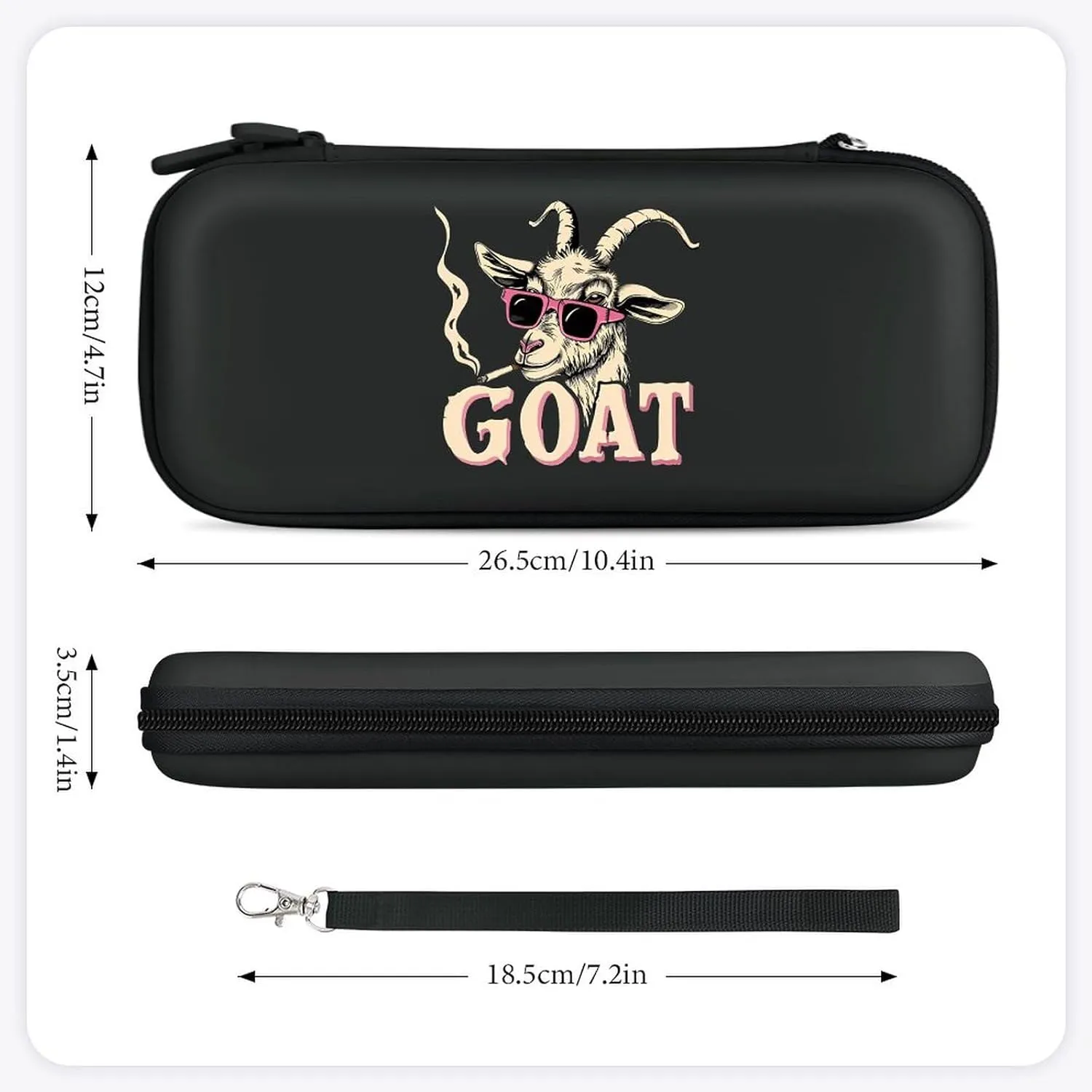 Rock Goat Cool Glasses Hard Shell Travel Case with Rope 15 Game Card Pockets Compatible with Switch Protective
