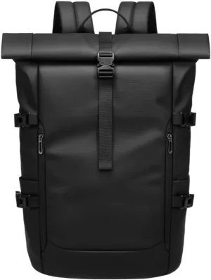 Roll Top Laptop Backpack for Men Women, Expandable Casual Daypack for 15.6 Inch Laptop Water-Resistant Commuter Rucksack Large Capacity Adjustable 26-33L for Work Business College
