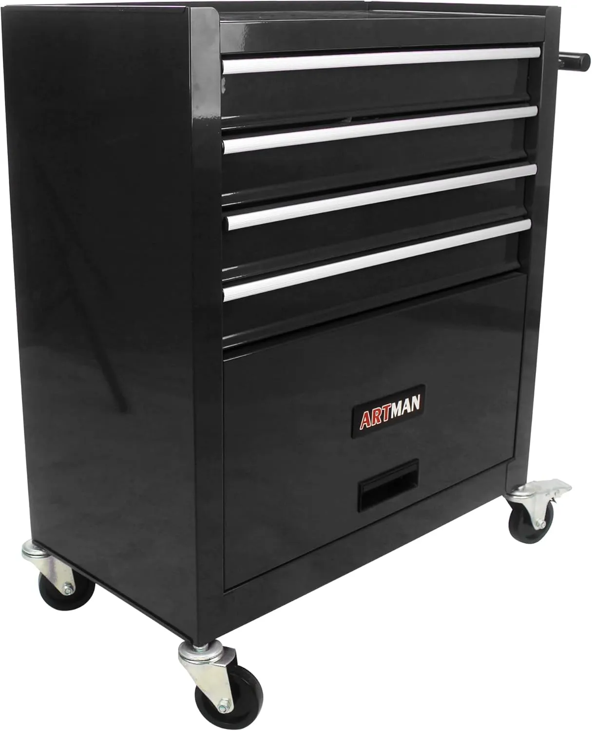 Rolling Tool Chest Metal Tool Box with Wheels Tool Cabinet Portable Tool Box with Wheels 4 Drawers Tool Cabinet with Tool Sets for Garage& Storehouse, Matte Black