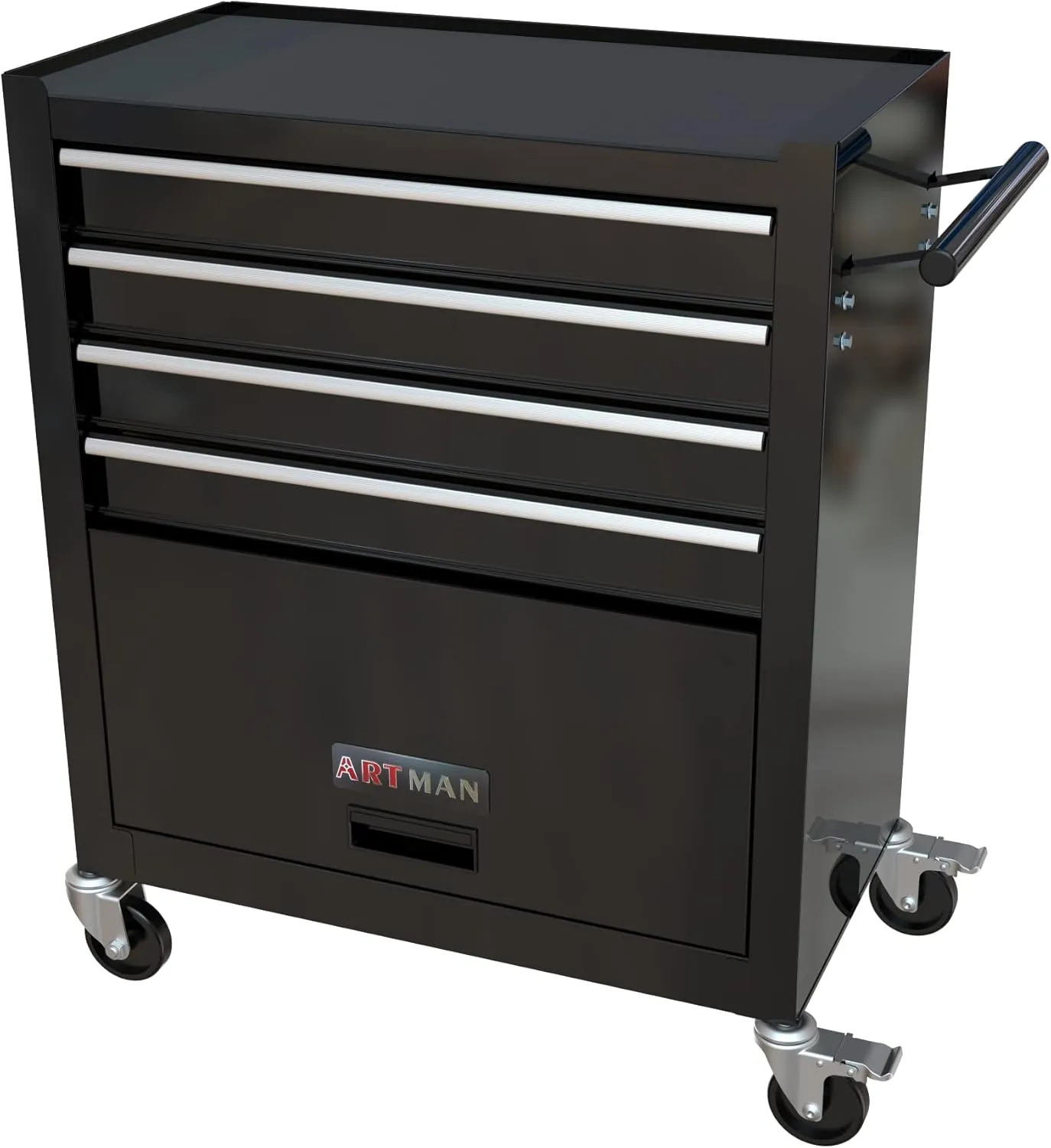 Rolling Tool Chest Metal Tool Box with Wheels Tool Cabinet Portable Tool Box with Wheels 4 Drawers Tool Cabinet with Tool Sets for Garage& Storehouse, Matte Black