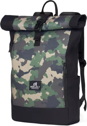 Rolltop Backpack Women & Men, Laptop Backpack with Laptop Compartment, Waterproof Backpack for Travel, Casual, Camouflage