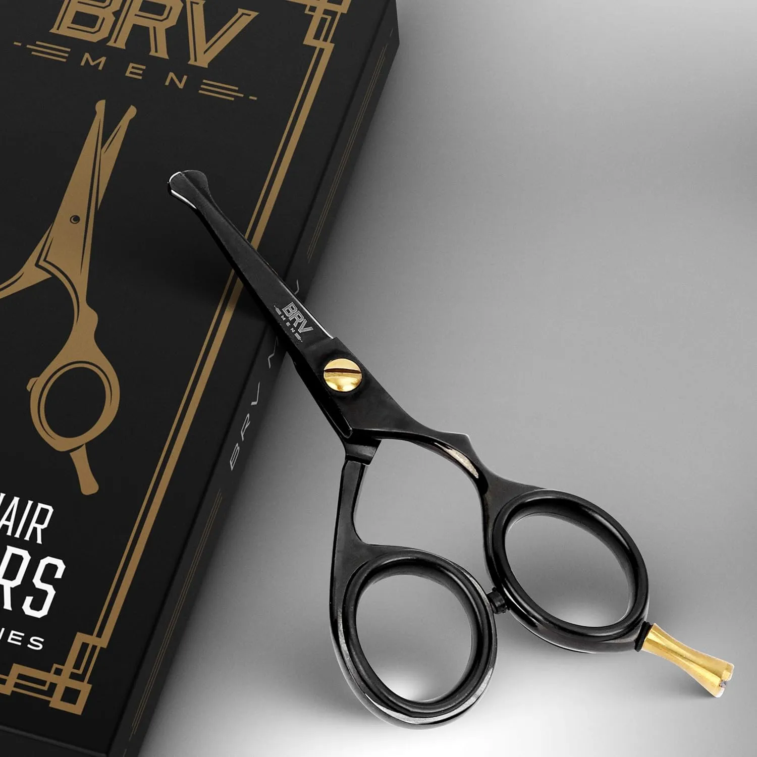Rounded-Tip Small Trim Scissors for Men 4.2" | High Carbon Stainless Steel | Nose Hair for Men | Professional Grooming Scissors for Beard, Mustache & Ear Hair - RIGHT HANDED (Black)