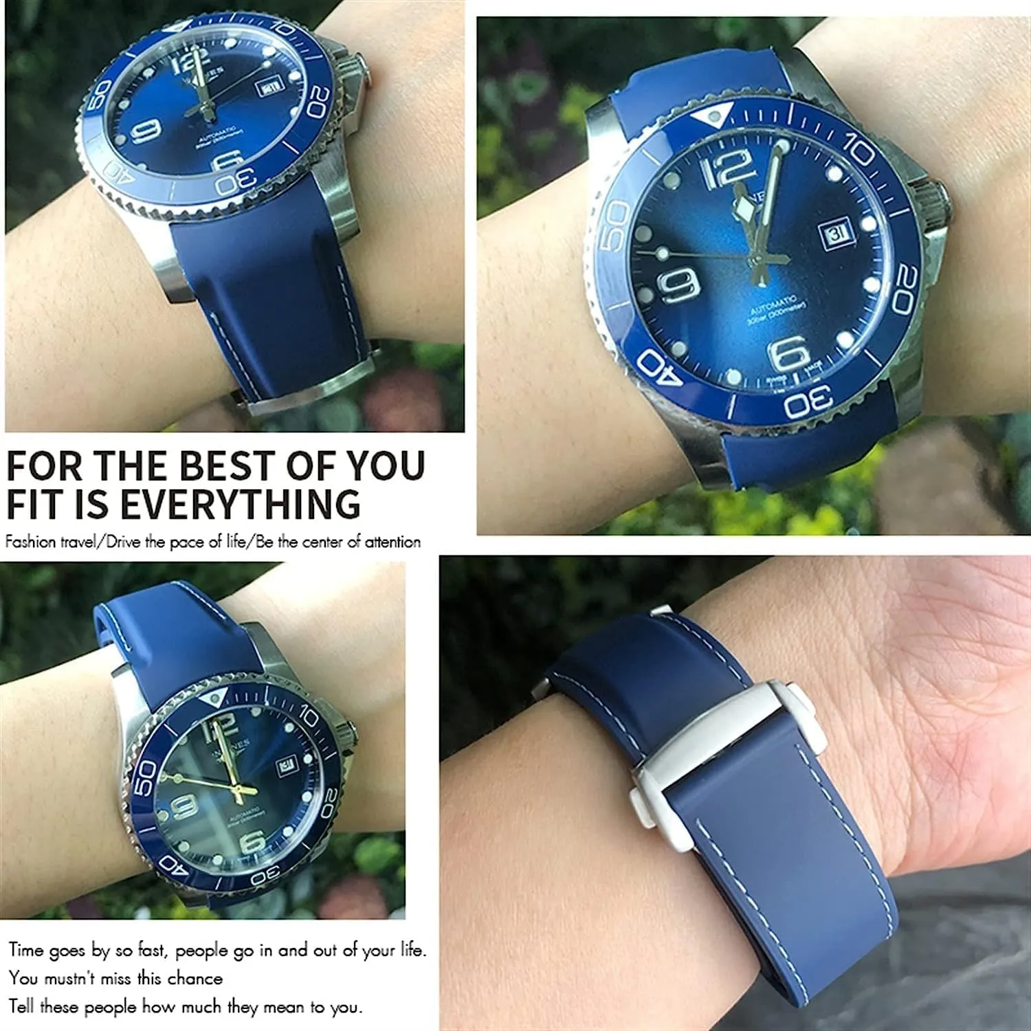 Rubber Strap For Longines Hydroconques Conquest VHP Waterproof Sport Watchband 19mm 20mm 21mm 22mm