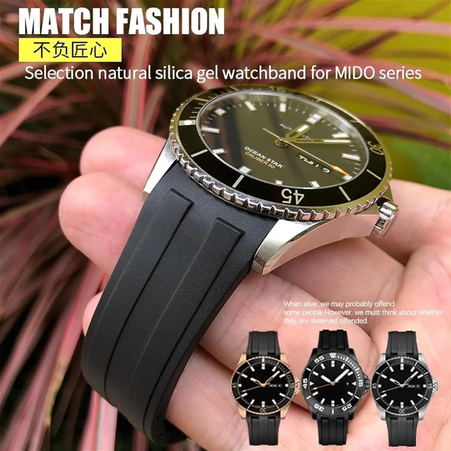 Rubber Watchband For MIDO M026 Ocean Star HydroConquest Waterproof Sport Watch Strap Replacement