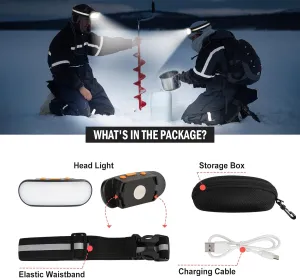 Running Light Rechargeable 500 Lumens 5 Modes Running Lights for Runners with Red Light, Used as a Chest/Waist Lamp, IPX5 Waterproof Reflective Headlamp Flashlight for Night Safety