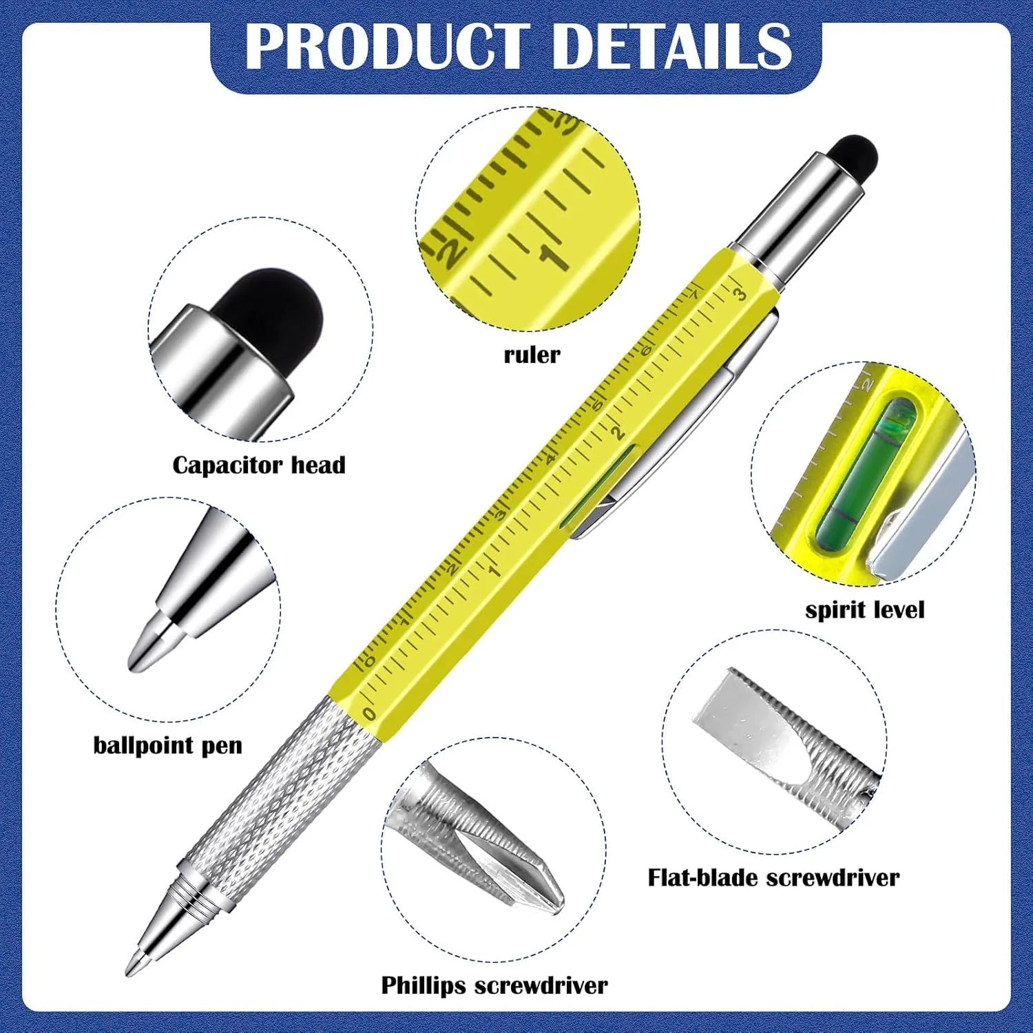 Sabary 36 Pcs Multitool Pen Gift Set for Men Including 12 Pcs 6 in 1 Tool Pen Bulk 12 Pcs Stainless Steel 11 in 1 Beer Opener Credit Card Tool and 12 Pcs Black Pen Refill (Fresh Color)