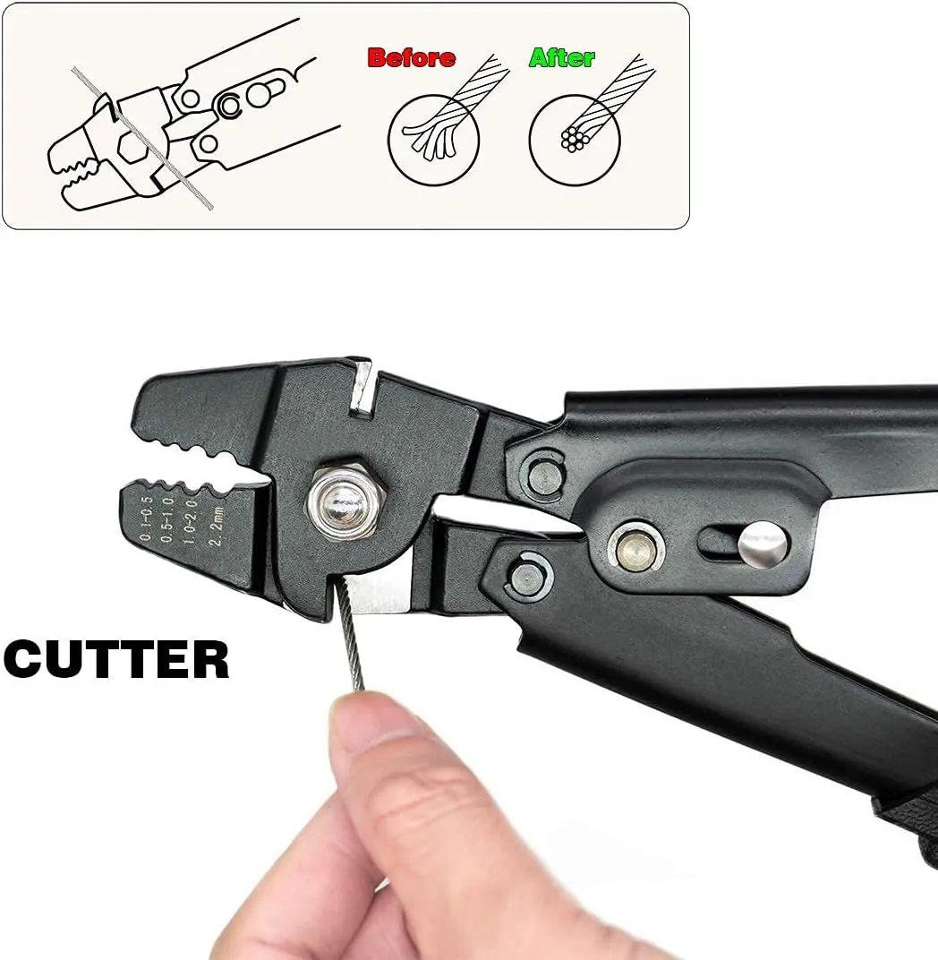 Sanuke Wire Rope Crimping Tool for 3/64 1/16 5/64 inch Aluminum Crimping Loop Sleeves Kit with 160pcs Aluminum Crimping Loop Sleeve and 10pcs Stainless Steel Thimble