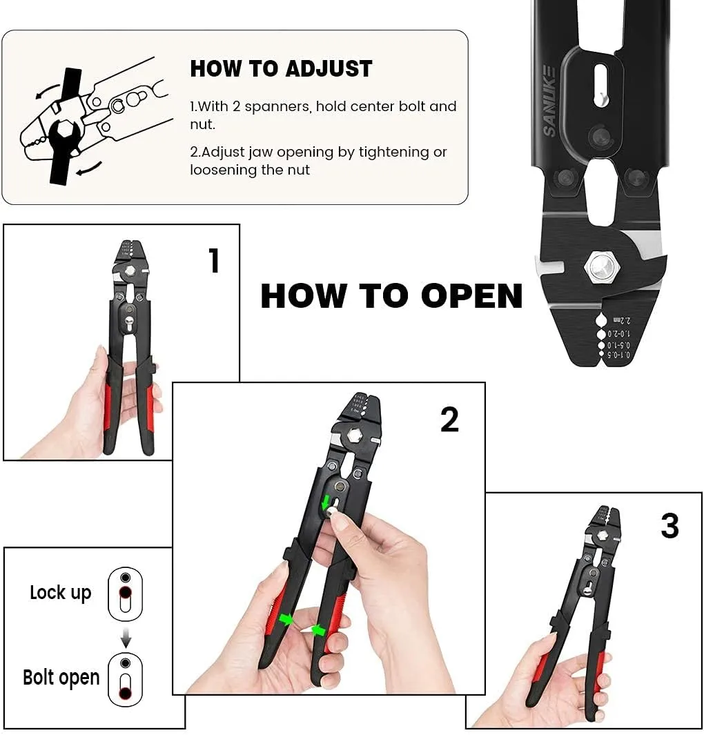 Sanuke Wire Rope Crimping Tool for 3/64 1/16 5/64 inch Aluminum Crimping Loop Sleeves Kit with 160pcs Aluminum Crimping Loop Sleeve and 10pcs Stainless Steel Thimble