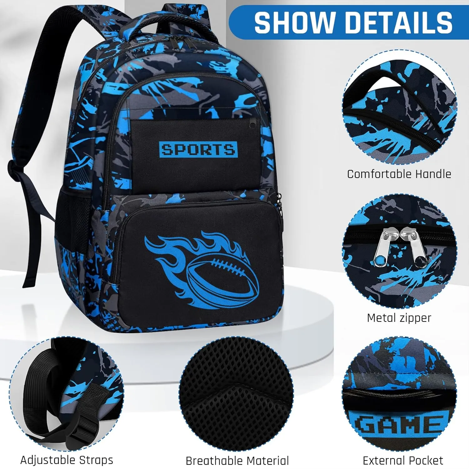 School Backpack for Boys - Boys Backpack for Kids Children Teens Elementary Middle School - 17″ Gamer Bookbag Travel Back Pack for Age 6-18