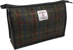 Scott MacKenzie Harris Tweed Green Check Toiletries Wash Bag