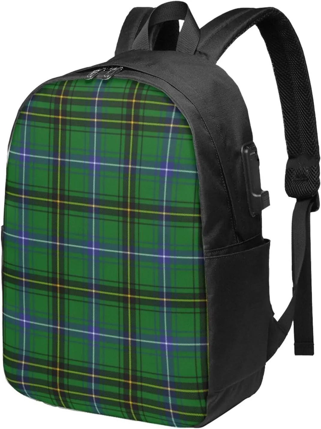 Scottish Clan Henderson Tartan Plaid Usb Travel Laptop Backpack – Durable Polyester Backbag With Charging Port & Headphone Jack