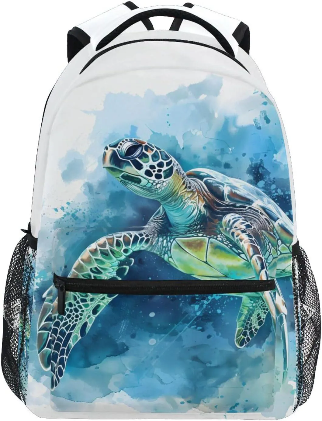Sea Turtle Watercolor School Kids Backpack for Boys Girls Laptop Backpack Lightweight Travel Bag for Women Men