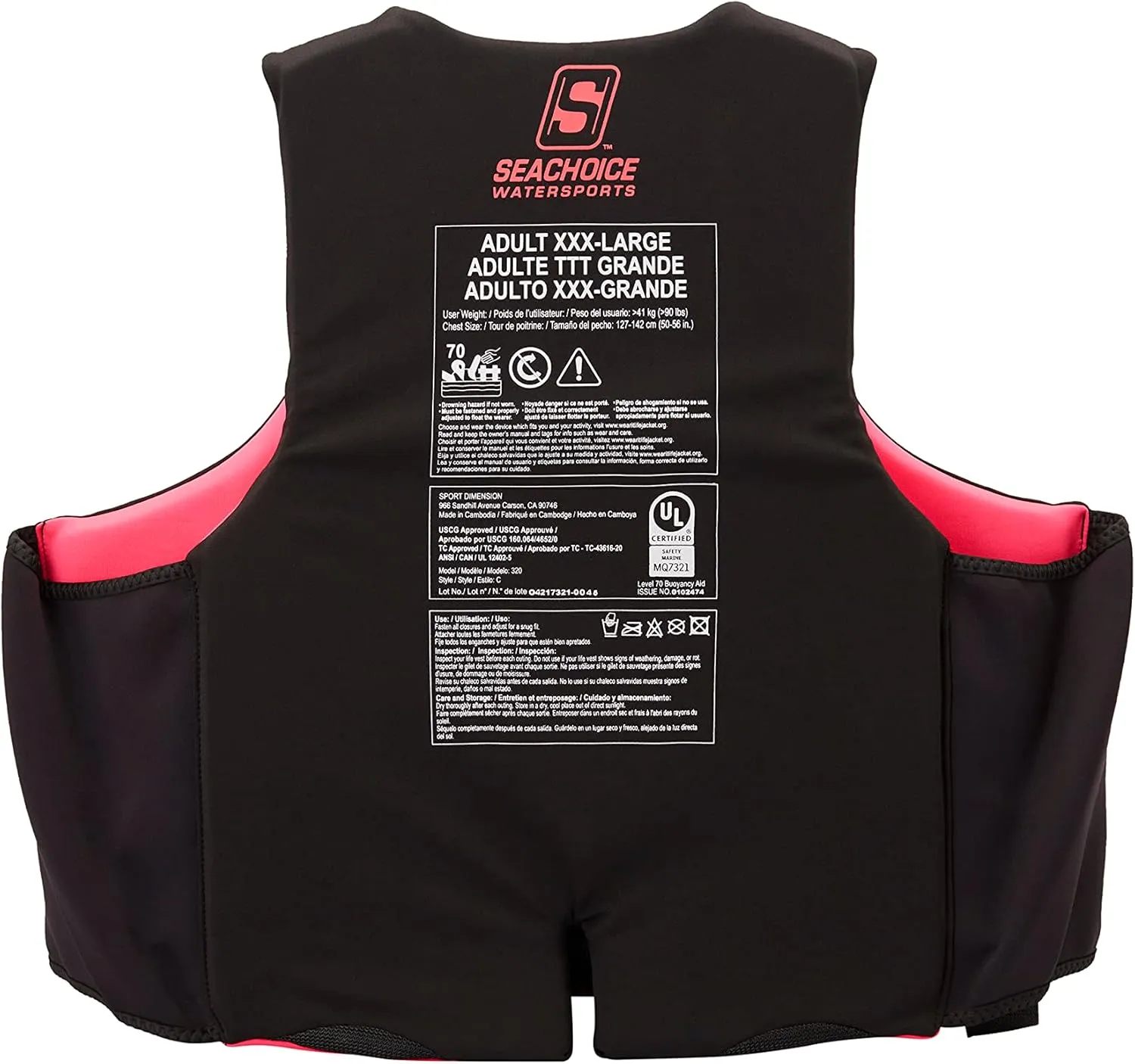 Seachoice Evoprene Multi-Sport Life Jacket, USCG Level 70, Sizes Child to Adult