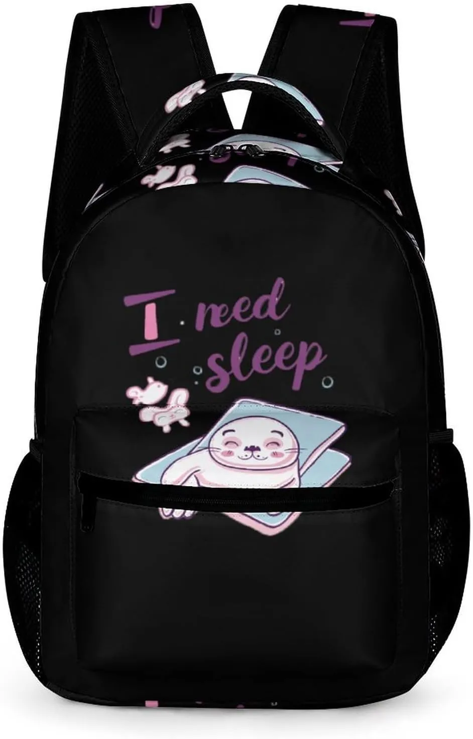 Seal I Need Sleep Unisex Small Backpack Lightweight Shoulder Bag Travel Daypack