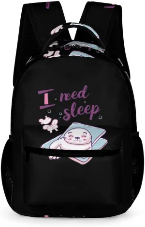 Seal I Need Sleep Unisex Small Backpack Lightweight Shoulder Bag Travel Daypack