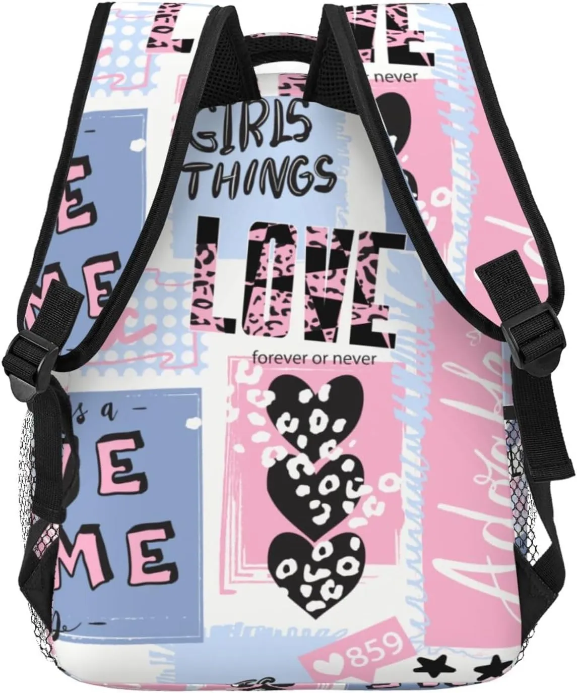 Seamless Pattern Slogan Hearts Background Backpack Laptop Backpack Sports Travel Shoulder bag Light casual backpack
