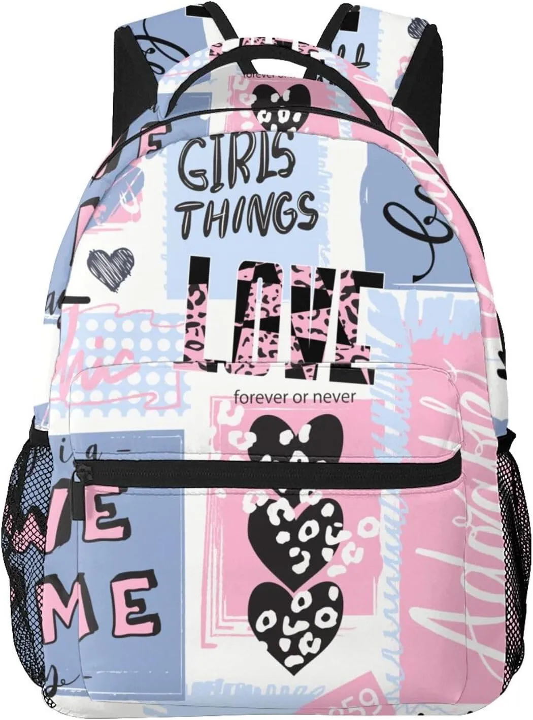 Seamless Pattern Slogan Hearts Background Backpack Laptop Backpack Sports Travel Shoulder bag Light casual backpack