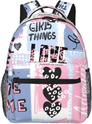 Seamless Pattern Slogan Hearts Background Backpack Laptop Backpack Sports Travel Shoulder bag Light casual backpack