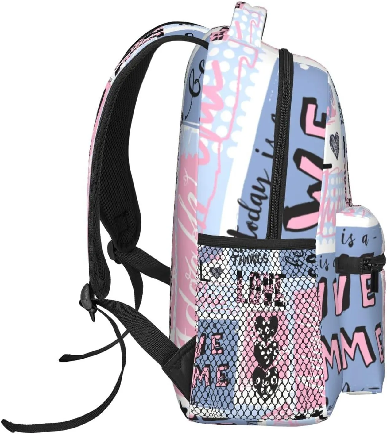 Seamless Pattern Slogan Hearts Background Backpack Laptop Backpack Sports Travel Shoulder bag Light casual backpack