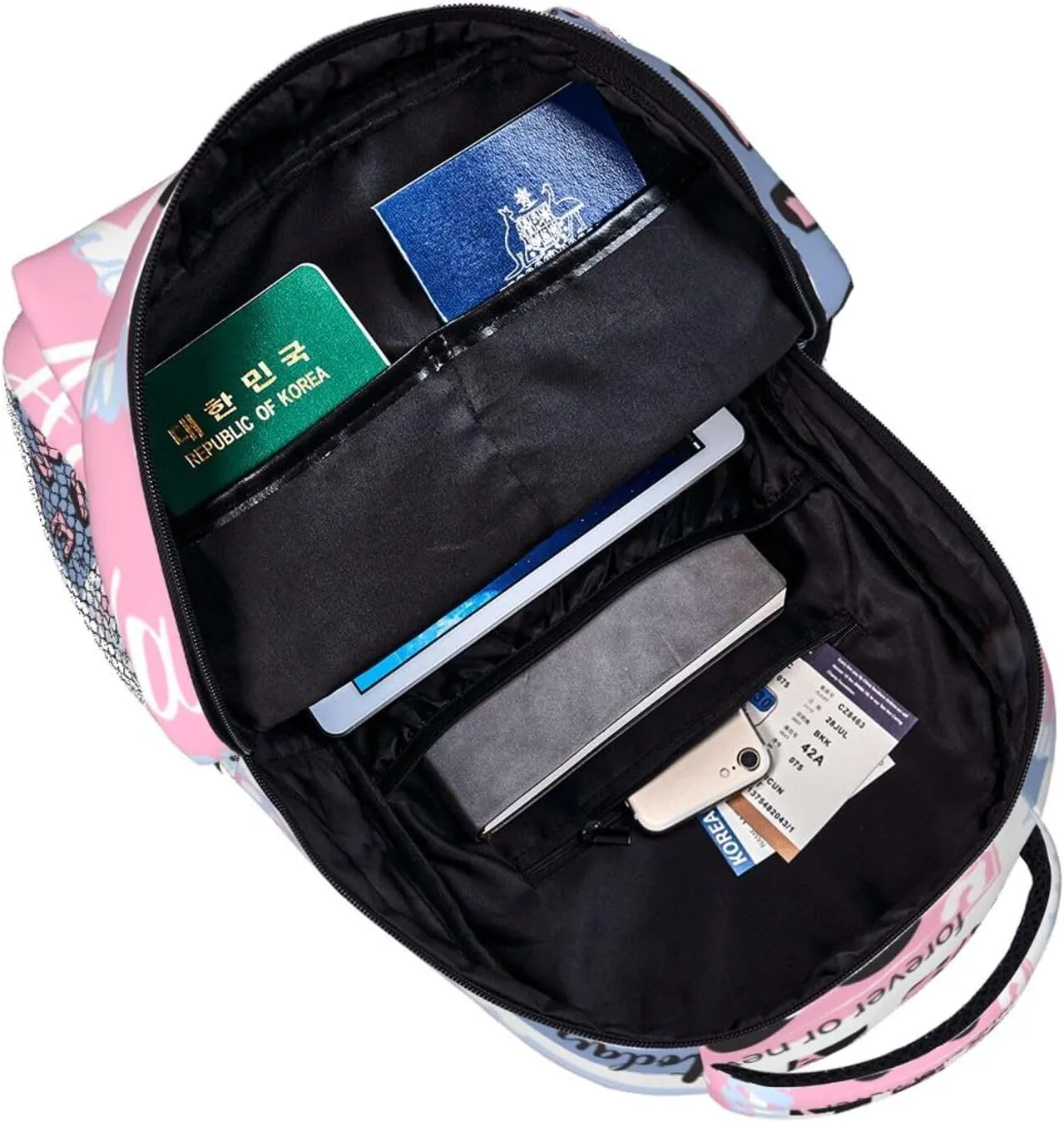 Seamless Pattern Slogan Hearts Background Backpack Laptop Backpack Sports Travel Shoulder bag Light casual backpack
