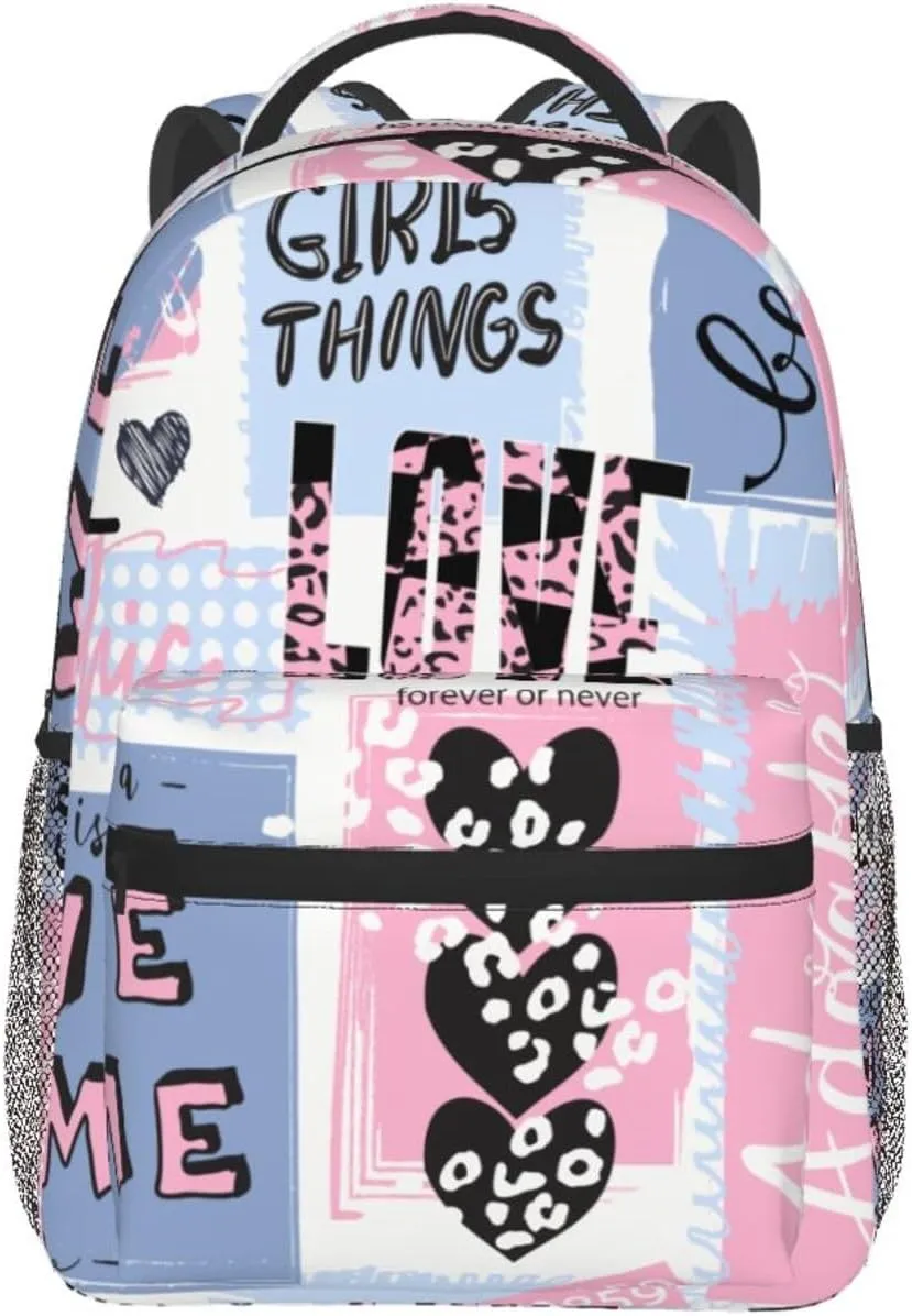 Seamless Pattern Slogan Hearts Background Backpack Laptop Backpack Sports Travel Shoulder bag Light casual backpack
