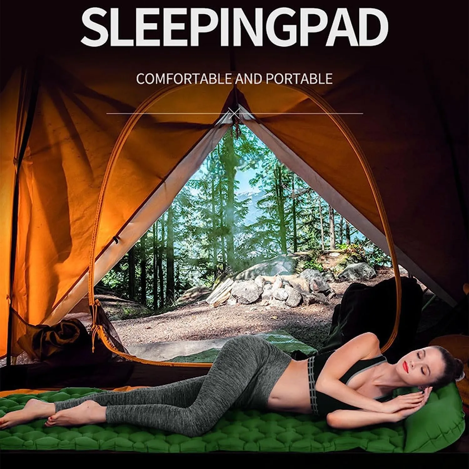 Self Inflating Camping Mat with Pillow, Thicken Inflatable Camping Mattress with Built-in Pump, Waterproof Inflatable Mat for Outdoor, Camping, Hiking