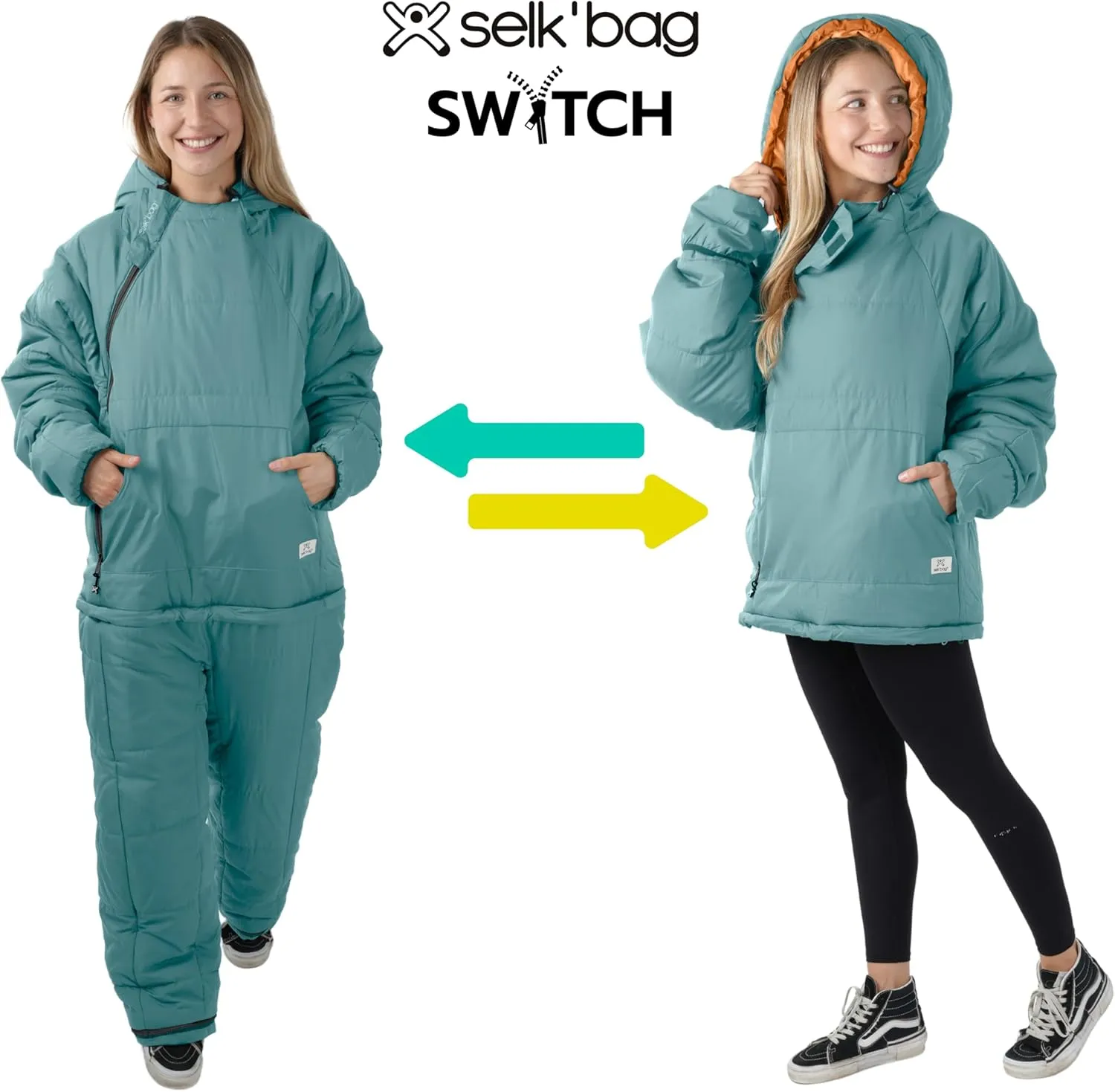 Selk'bag SWYTCH Lite Wearable Sleeping Bag & Jacket | 2-in-1 Convertible, Lightweight, Eco-Friendly for Camping, Travel, Festivals & Everyday Use | Temp Rated 40°F
