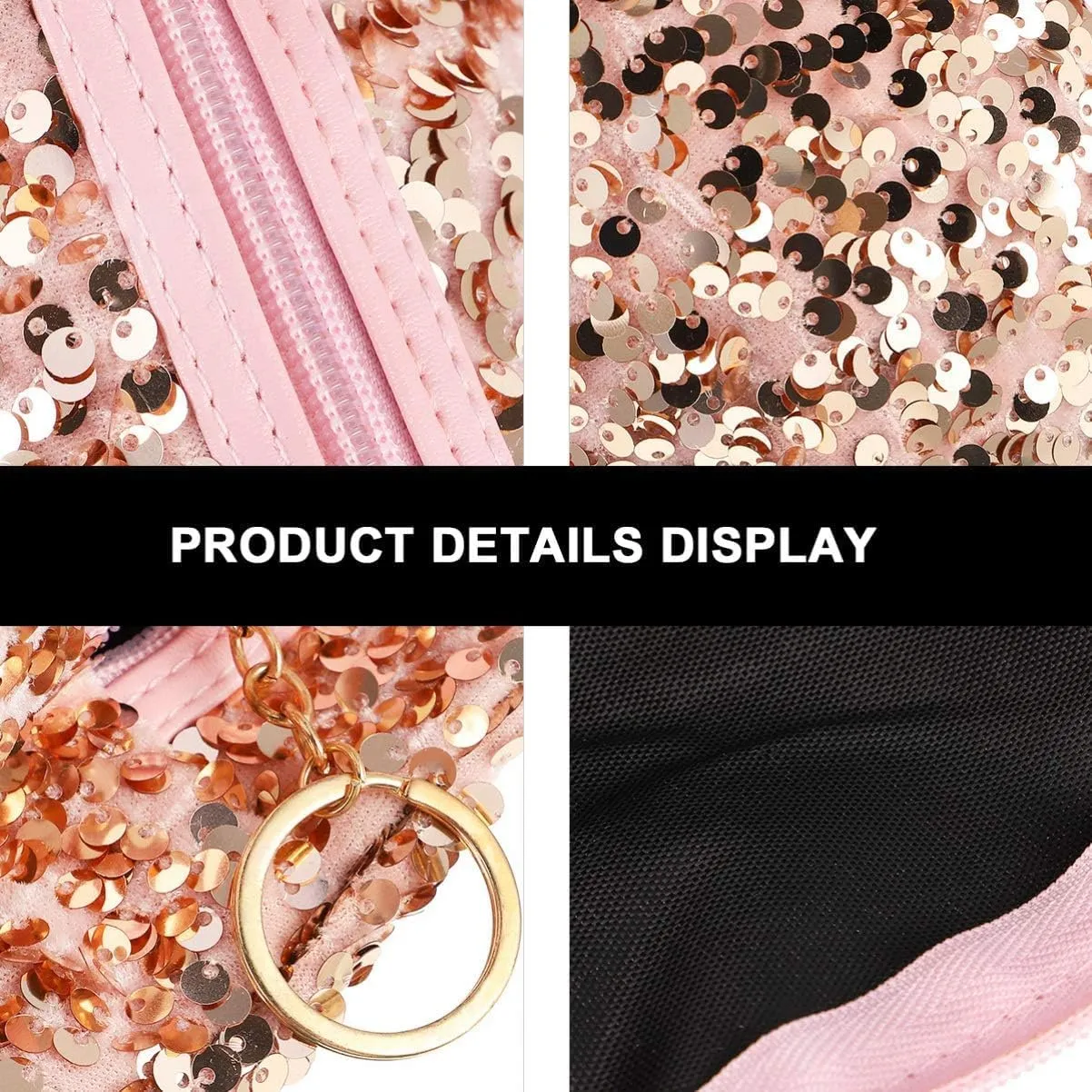 Sequin Cosmetic Bag Portable Glitter Makeup Zipper Toiletry Sequin Organizer for Women Girls
