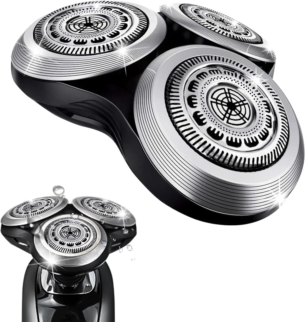 SH90 Replacement Rotary Heads for Philips Norelco Shavers Series 9000, New Version of Metal Wheel Buckle and Upgrade Double-Layer Precision Blades