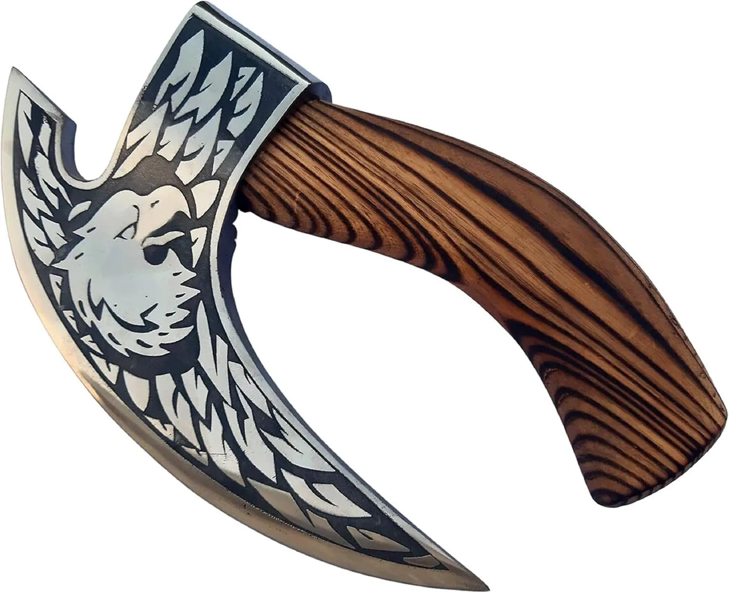 SHINY CRAFTS -Viking Pizza Cutter Axe Pizza Axe Viking Hatchet Mini Axe- Pizza Cutter, Viking Axe, Camping Axe, Small Axe with Premium Leather Sheath (VBA-0029-A)