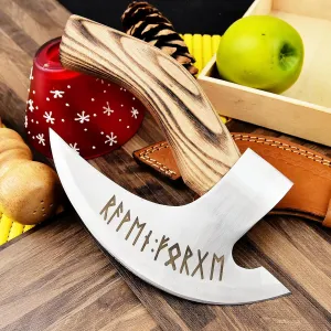 SHINY CRAFTS -Viking Pizza Cutter Axe Pizza Axe Viking Hatchet Mini Axe- Pizza Cutter, Viking Axe, Camping Axe, Small Axe with Premium Leather Sheath (VBA-0029-C)